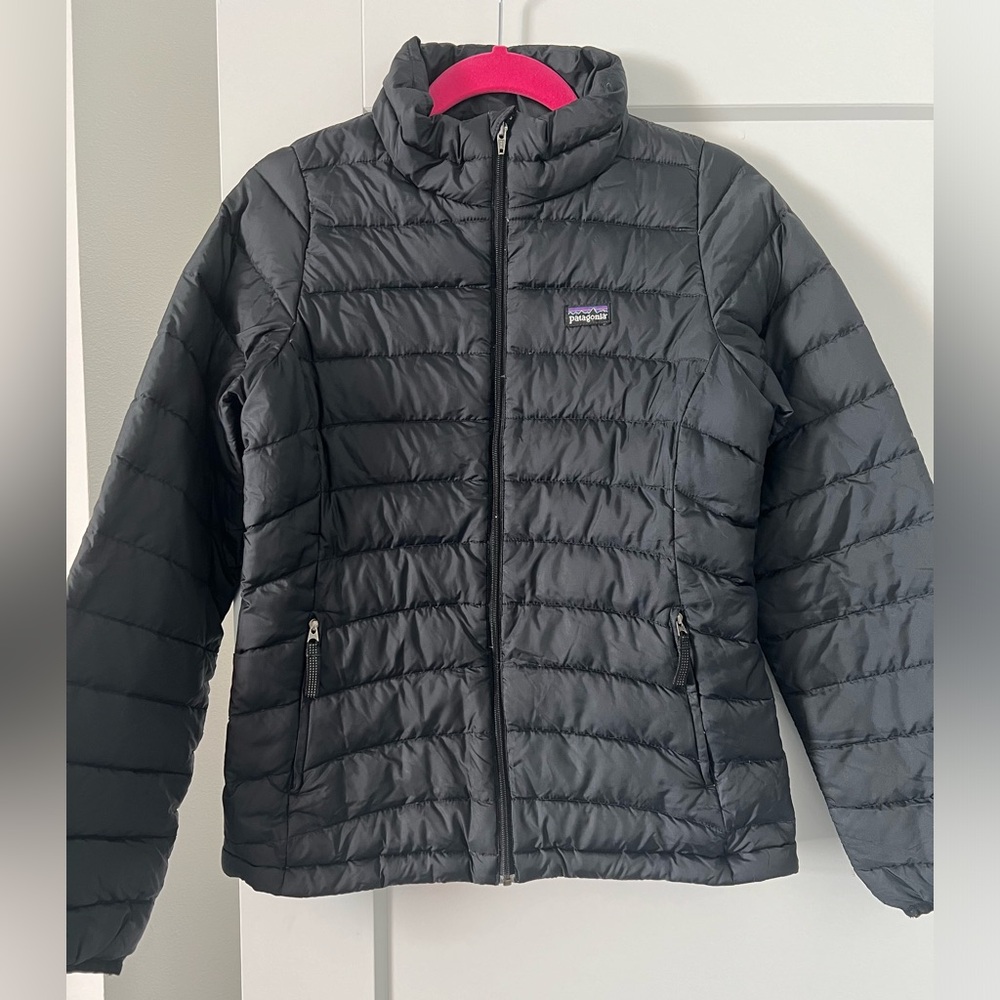 Patagonia girls down sweater jacket size XL 14 black